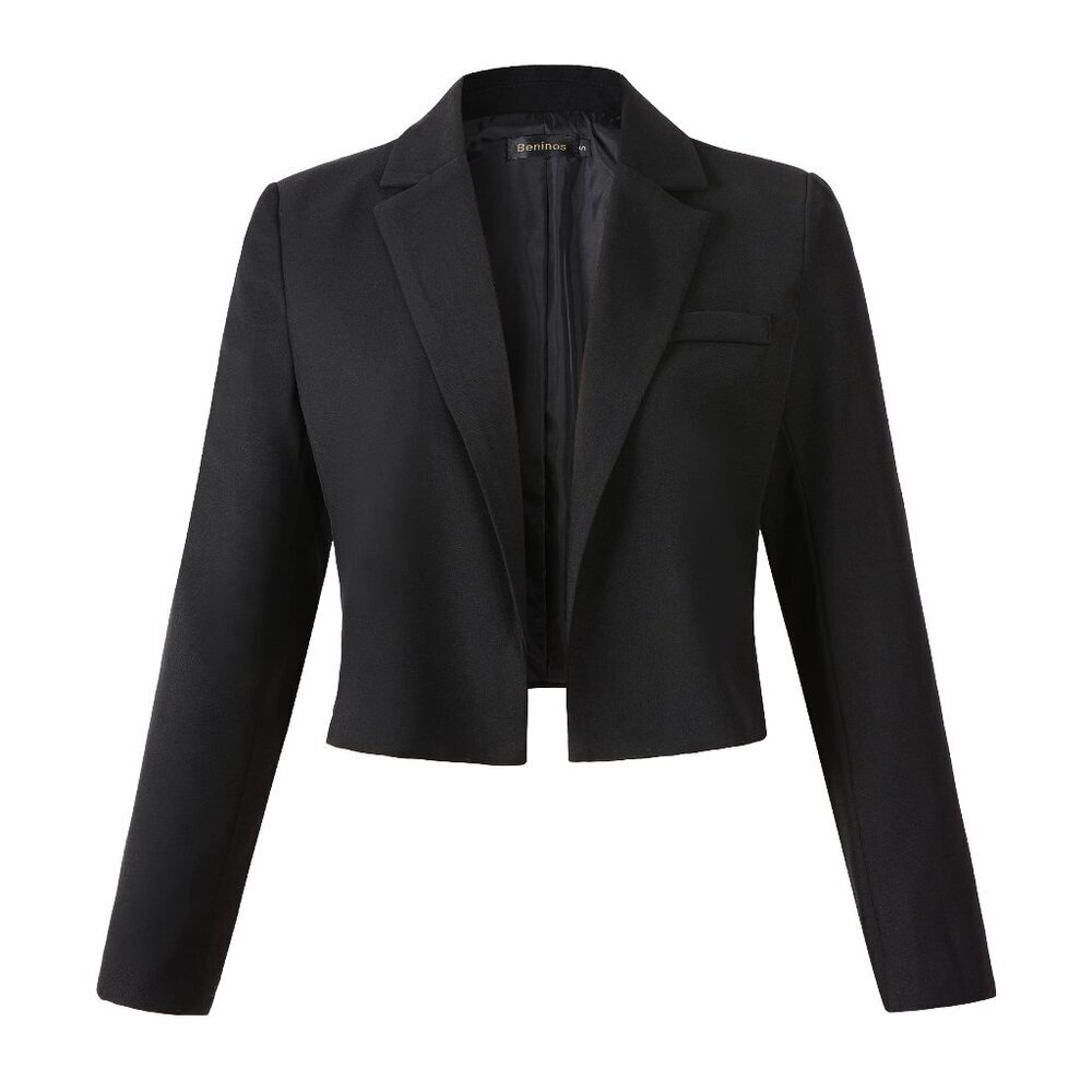 Cropped Blazer Jacket Open Front Casual Office Wear Recycled Material